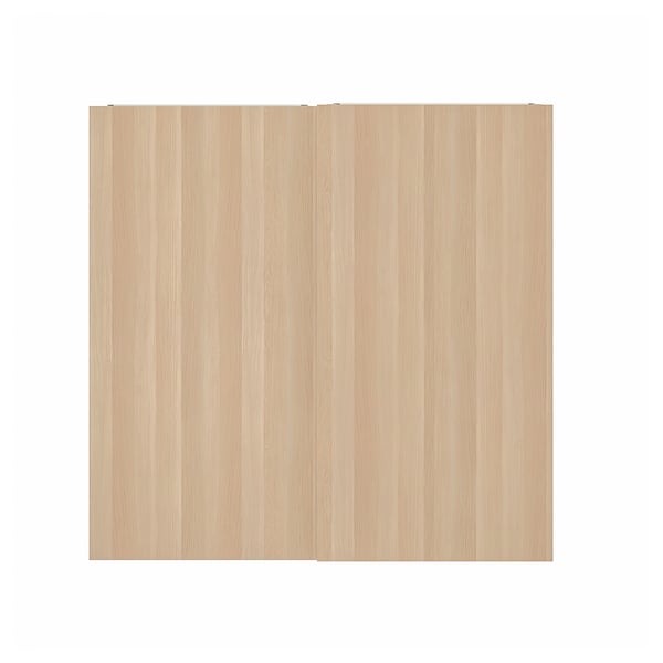 HASVIK Pair of sliding doors, white stained oak effect, 200x201 cm