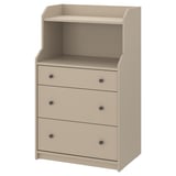 HAUGA 3-drawer dresser with shelf, beige, 70x46x116 cm