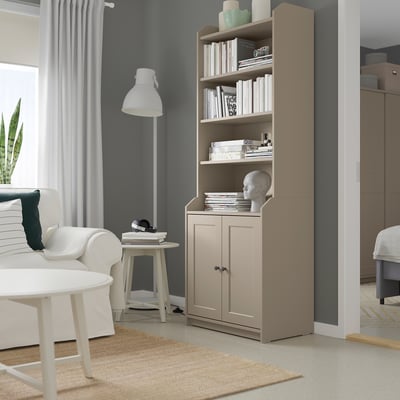 HAUGA High cabinet with 2 doors, beige, 70x199 cm