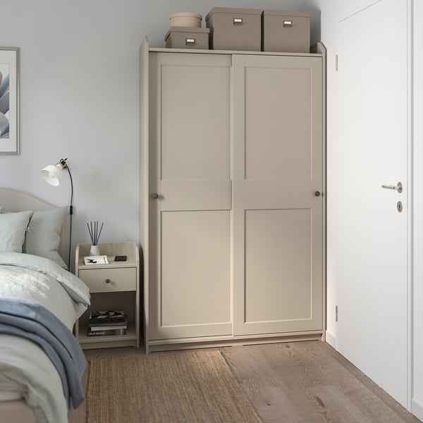 HAUGA Nightstand, beige, 40x36 cm