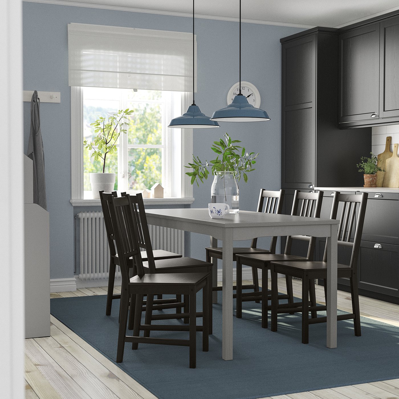 HAUGA STEFAN Table and chairs gray/gray 168x74 cm (66 1/8x29 1/8 