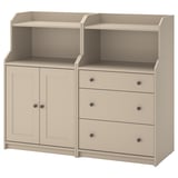 HAUGA Storage combination, beige, 139x46x116 cm