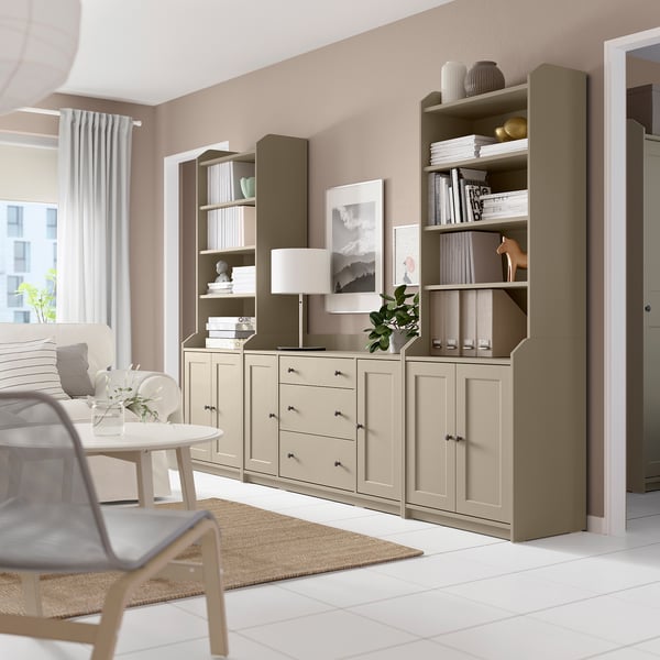 HAUGA Storage combination, beige, 279x46x199 cm