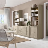 HAUGA Storage combination, beige, 279x46x199 cm