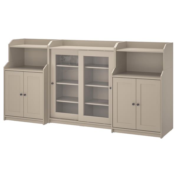 HAUGA Storage combination, beige, 244x46x116 cm