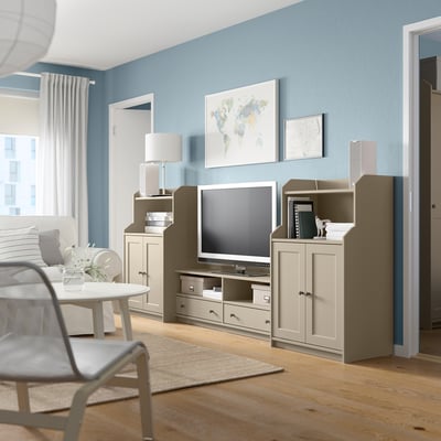 HAUGA TV/storage combination, beige, 277x46x116 cm