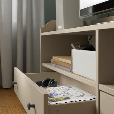 HAUGA TV unit, beige, 138x36x54 cm