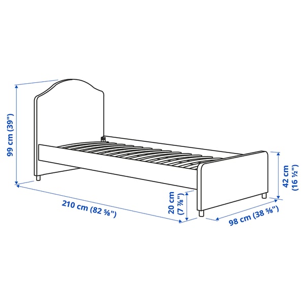 HAUGA upholstered bed frame, Lofallet beige, 90x200 cm (353/8x783/4") IKEA