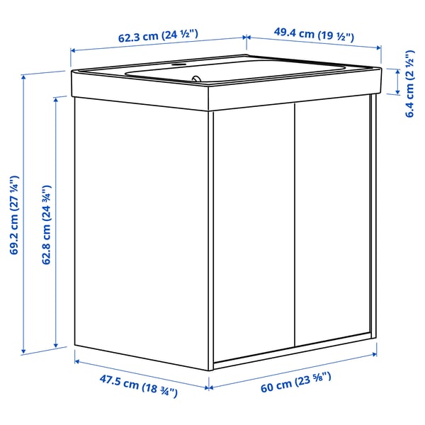 Illustration with measurements for the product: HAVBÄCK.
