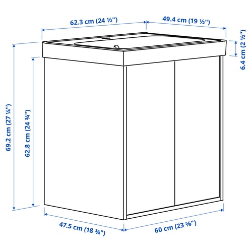 Illustration with measurements for the product: HAVBÄCK.
