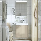 HAVBÄCK / ORRSJÖN Bathroom vanity with sink & faucet, beige, 62x49x72 cm
