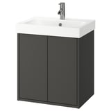 HAVBÄCK / ORRSJÖN Bathroom vanity with sink & faucet, dark gray, 62x49x72 cm