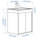 HAVBÄCK / ORRSJÖN Bathroom vanity with sink & faucet, white, 62x49x72 cm