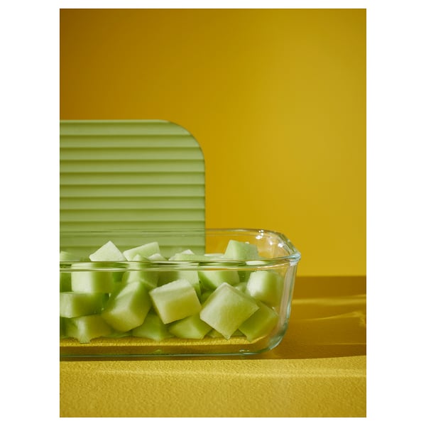 HAVSTOBIS Food container with lid, set of 5, clear/multicolor