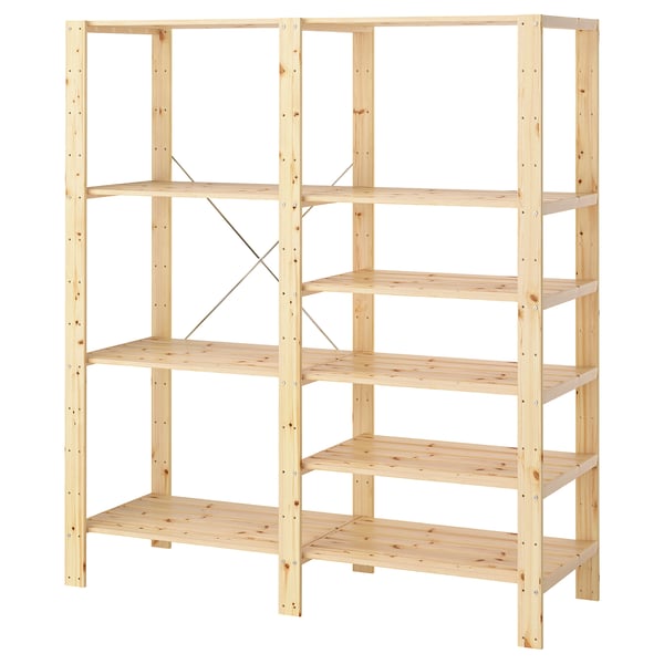 HEJNE 2 section shelving unit, softwood, 154x50x171 cm