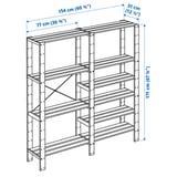 HEJNE 2 section shelving unit, with end protectors/softwood, 154x31x172 cm
