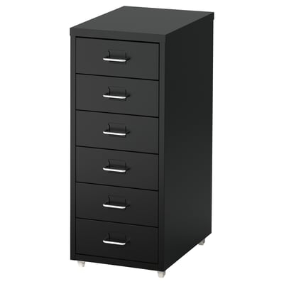 HELMER Drawer unit on casters, black, 28x69 cm