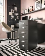 HELMER Drawer unit on casters, black, 28x69 cm