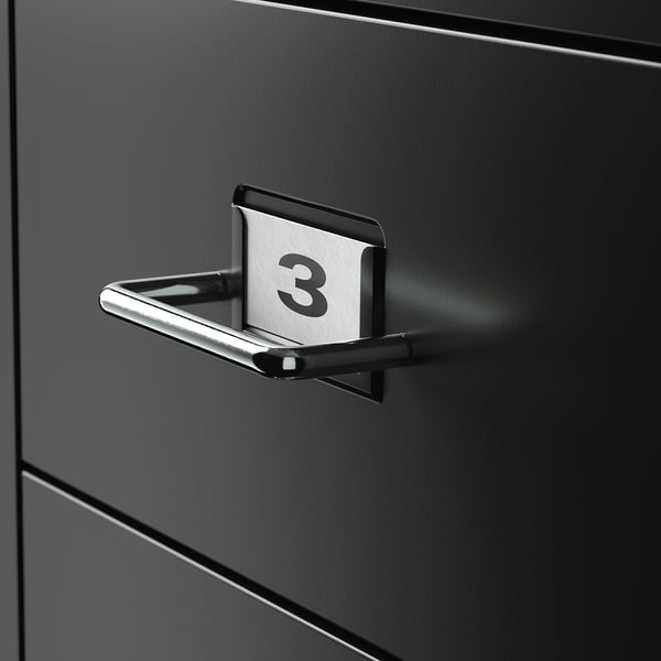 HELMER Drawer unit on casters, black, 28x65 cm