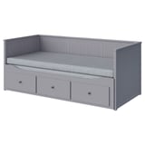 HEMNES Daybed with 3 drawers/2 mattresses, gray/Ågotnes firm, 80x200 cm