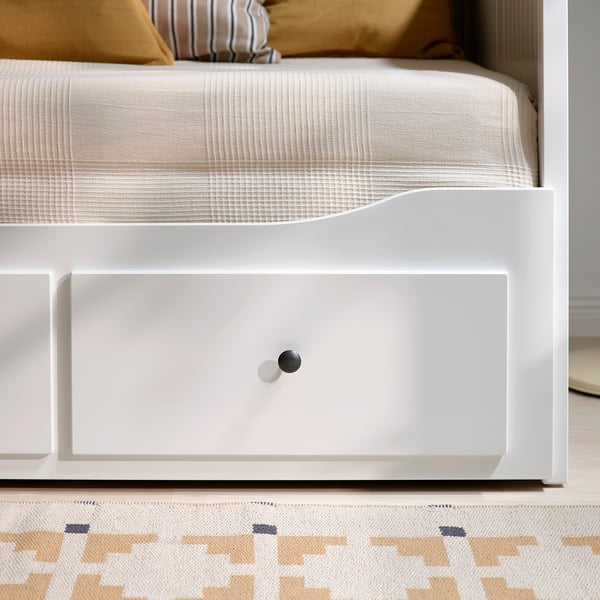 HEMNES Daybed with 3 drawers/2 mattresses, white/Åfjäll firm, 80x200 cm