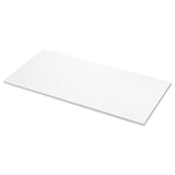 A white rectangular HEMTRÄSK countertop with a smooth surface, made of high-pressure melamine laminate, suitable for bathroom or laundry areas.
