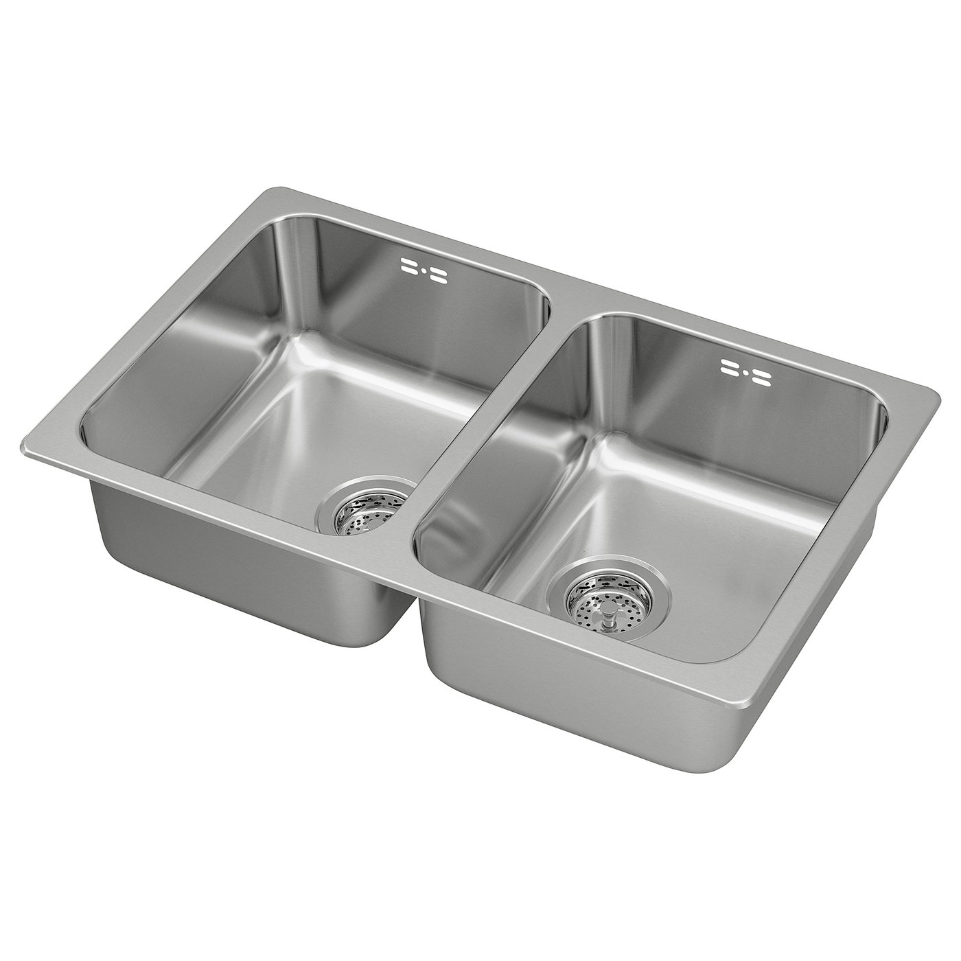 HILLESJÖN double bowl top mount sink, stainless steel, 75x46 cm (291