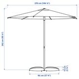 HÖGÖN / IGGÖN Umbrella with base, gray/dark gray, 270 cm
