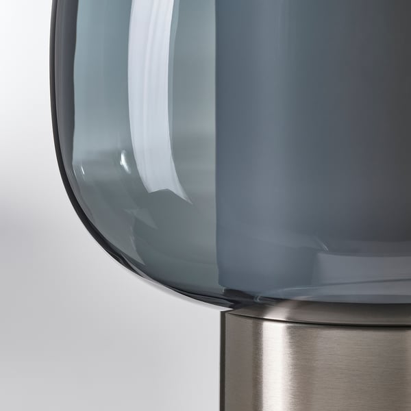 HÖGVIND Table lamp, nickel plated/gray glass
