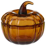HÖSTAGILLE Decorative bowl with lid, yellow-brown, 19 cm