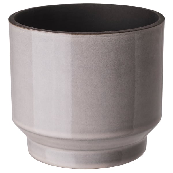 HONUNGSPALM Plant pot, indoor/outdoor/gray/beige, 12 cm