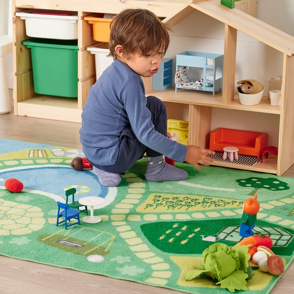HUSSPARV Rug, green, 100x133 cm