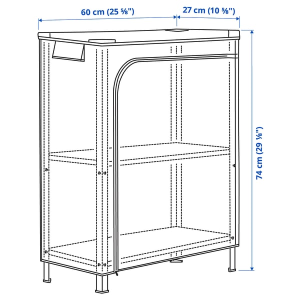 HYLLIS Shelf unit with cover, clear, 60x27x74 cm