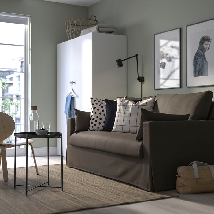 HYLTARP sleeper sofa, Gransel gray-brown - IKEA