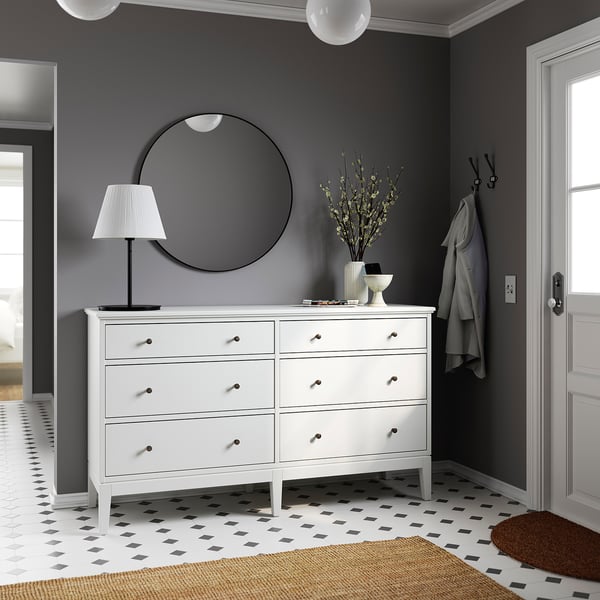 IDANÄS 6-drawer dresser, white, 162x95 cm