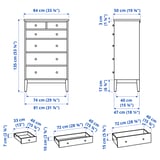 IDANÄS 6-drawer dresser, white, 84x135 cm