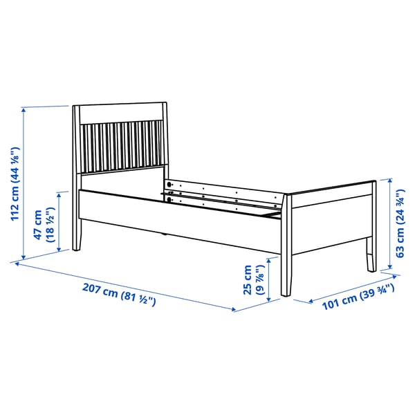 IDANÄS Bed frame, dark brown/Luröy, 90x200 cm