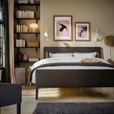 IDANÄS Bed frame, dark brown/Luröy, 150x200 cm