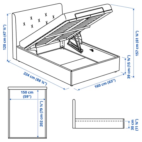Illustration with measurements for the product: IDANÄS.