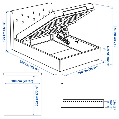 Illustration with measurements for the product: IDANÄS.