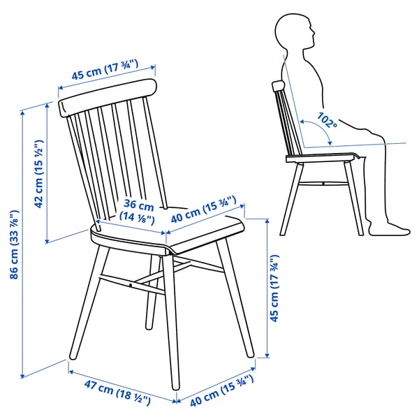 Illustration with measurements for the product: IKEA PS 2026.