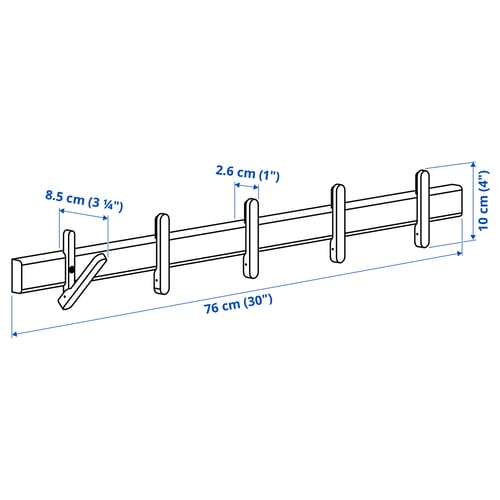 IKEA PS 2026 Rack with 5 hooks, solid birch