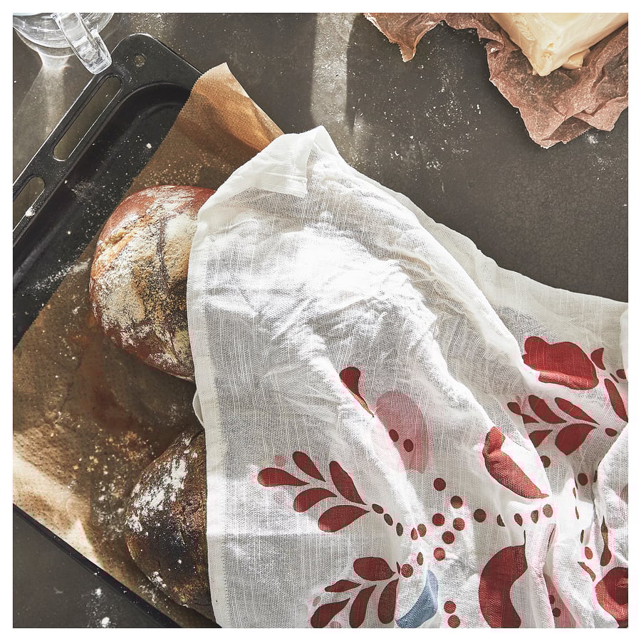 INAMARIA dish towel, floral pattern, 45x55 cm (18x22") IKEA