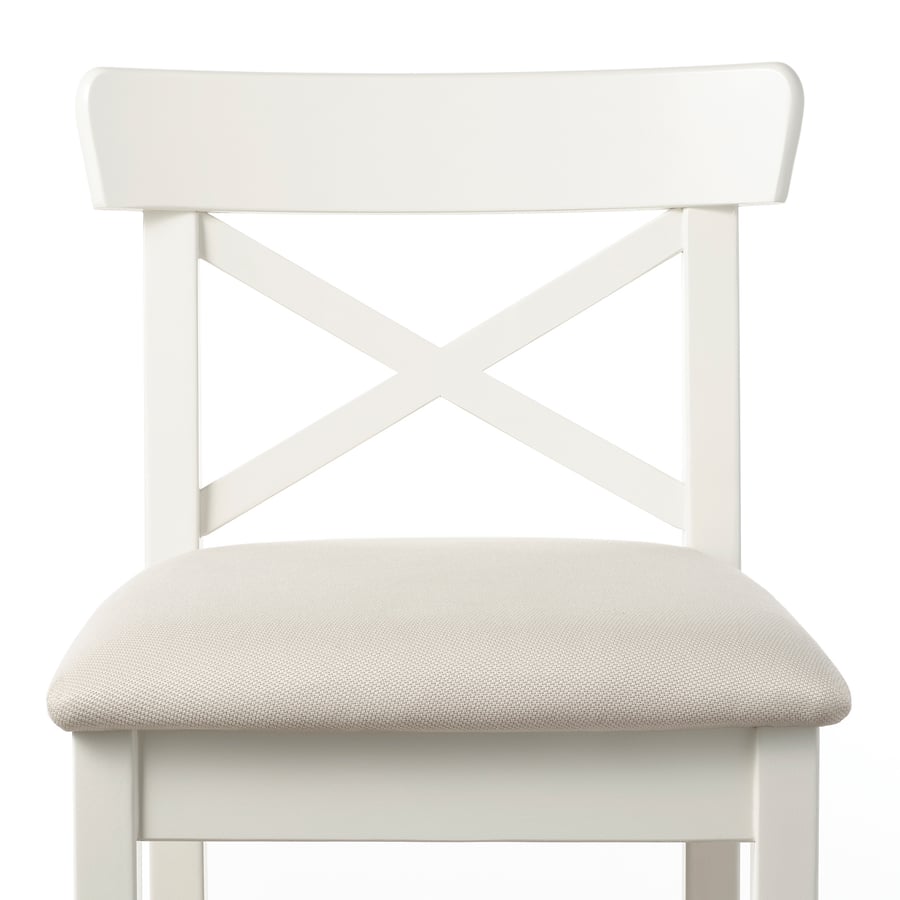 INGOLF bar stool with backrest, white/Hallarp beige, 75 cm (291/2") IKEA