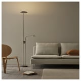 ISJAKT LED floor uplighter/reading lamp, dimmable/nickel plated, 180 cm