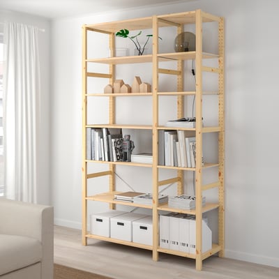IVAR 2 section shelving unit, pine, 134x50x226 cm