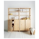 IVAR 2 section shelving unit w/cabinet, pine, 174x30x179 cm
