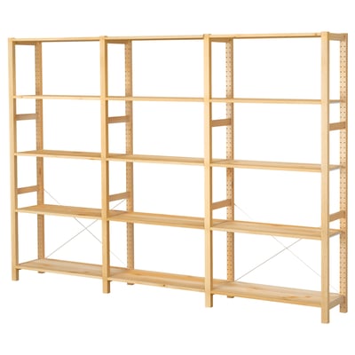 IVAR 3 section shelving unit, pine, 259x30x179 cm