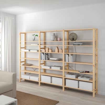 IVAR 3 section shelving unit, pine, 259x30x179 cm