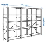 IVAR 3 section shelving unit, pine, 259x30x179 cm
